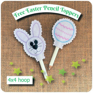 Free In the hoop Easter Pencil Toppers