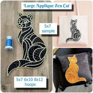 Large Applique Zen Cat