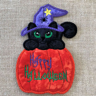 How to make our Free In the hoop Halloween Cat Coaster
