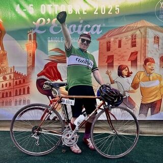 Dieter Stürmer at Eroica Italy with his Wilier jersey