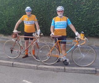 Paul and Roger loving their Soigneur jerseys