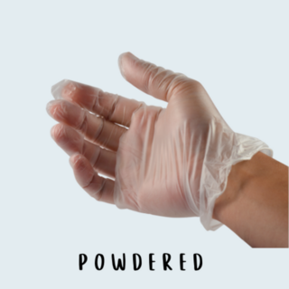 Powdered vinyl gloves