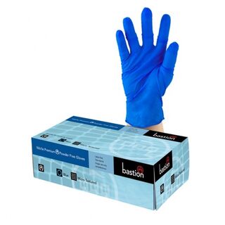 Nitrile Premium Blue P/F Gloves Small - Bastion