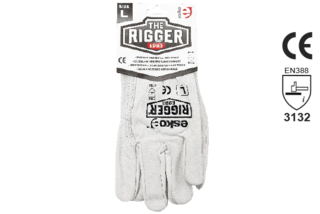 Leather Rigger Glove Premium Cowhide Header Card LARGE - Esko The Rigger