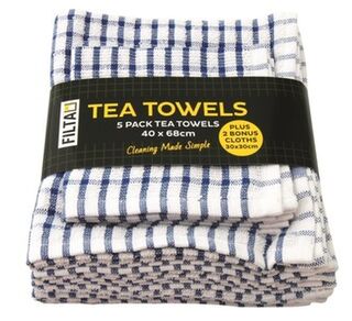 Tea Towel Terry Cotton + Dishcloth Set Blue - Filta