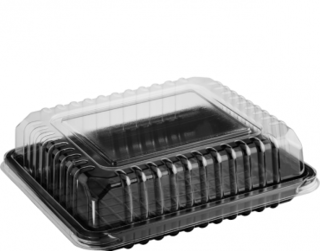 Pulp Tek Rectangle Clear Plastic Flat Lid - Fits Bagasse Catering Container  - 100 count box