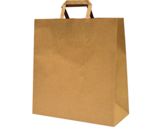 Paper Carry Bag with Flat Paper Handle, Large, Brown 320W x 340L x 140G - Castaway
