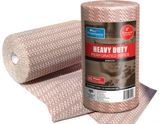 PrimeSource' Heavy Duty Roll Wipes - 85 wipes, Barista' Perforated, Brown - Castaway