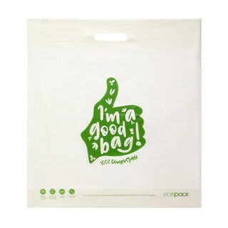 Punched Handle Bag Compostable Large 50x54cm, Carton 200 - Ecopack