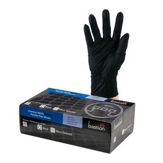 Nitrile Black PowderFree Gloves LARGE Pack 100 - Bastion