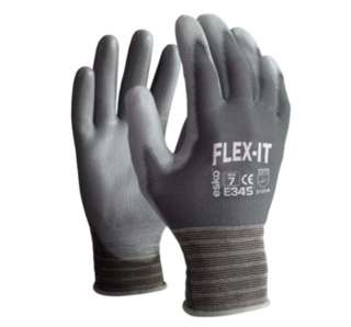 FLEX-IT, Grey Polyester, Grey PU Coating. Size 7 - Esko