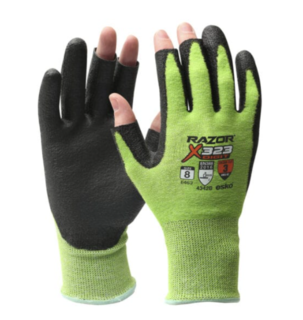 RAZOR X323 Fingerless HiVis Green Cut 3 Glove, Size 10 - Esko
