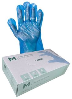 Polyethylene Blue Gloves 1.0g, Blue, LARGE - Matthews