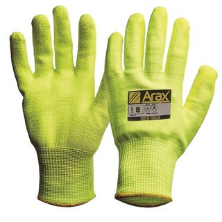 ARAX® Gold Hi-Vis Yellow with Hi-Vis Yellow PU Palm, Size 7 - Paramount