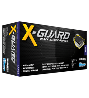 X-GUARD Black Nitrile Gloves LARGE - TGC