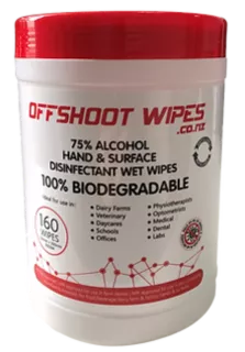 Wipes Biodegradable Alcohol Hand and Surface Tub 160 - Offshoot