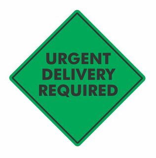 Urgent Delivery Handling Label - Green/Black, 99mm x 99mm Carton 12