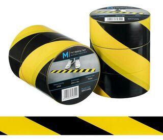 PVC Floor Marking Tape - Yellow/Black, 48mm x 33m x 150mu  - Matthews