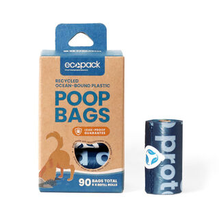 Dog Poop Bags Ocean-Bound Recycled Plastic Box (90 Bags)  – Ecopack