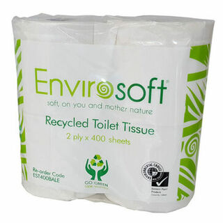 Toilet Paper Recycled 2ply 400sheet Polybag - Envirosoft