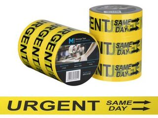 Message Tape Urgent Same Day - Yellow/Black, 48mm x 100m x 50mu - Matthews