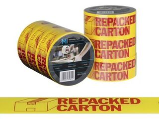 Message Tape Repacked Carton - Yellow/Red, 48mm x 100m x 50mu - Matthews