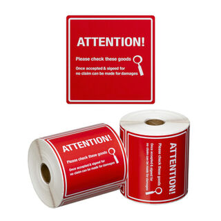 Handling Label Attention Please Check - Red/White, 99mm x 99mm - Matthews
