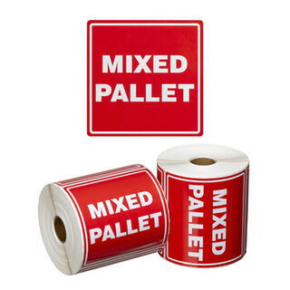 Handling Label Mixed Pallet - Red/White, 99mm x 99mm - Matthews