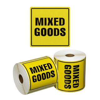 Handling Label Mixed Goods - Yellow/Black, 99mm x 99mm - Matthews