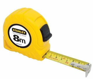 Standard Tape Measure - Yellow, 25mm x 8m Long - Matthews