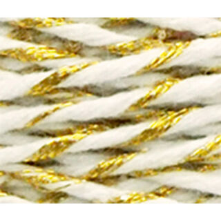 Metallic Twist Twine 1.5mm X 100mtrs White/Gold - Bee Dee