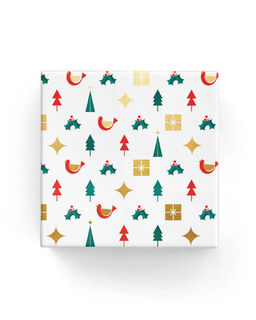 Xmas Icons Wrap Gold Green Red - Bee Dee