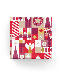 Joyous Geo Xmas Wrap Red Burgundy Gold Beige - Bee Dee