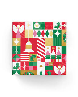 Joyous Geo Xmas Wrap Red Green Pink Gold - Bee Dee