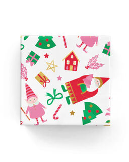 Santa and Friends Wrap Red Pink Green - Bee Dee