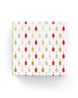 Xmas Trees Wrap Beige Red Gold - Bee Dee