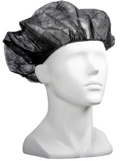 Polypropylene Bouffant Hats - Black, 610mm Wide, 12gsm (600) *For Larger Hair Styles    - Matthews