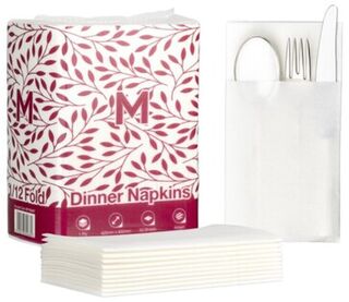 Airlaid Dinner Napkins Pocket Fold - White, 420mm x 400mm, 1 Ply - Matthews