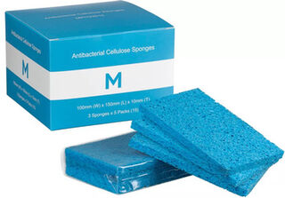 Antibacterial Cellulose Sponges - Blue, 100mm x 150mm x 10mm, Pack 3 - Matthews