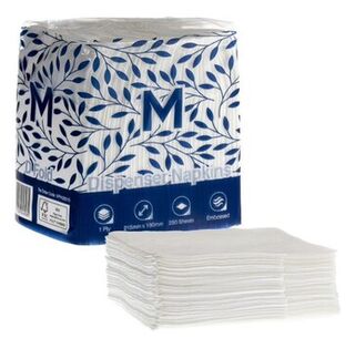 Compact Dispenser Napkins D Fold - White, 180mm x 215mm, 1 Ply   - Matthews