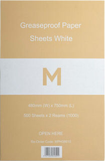 Greaseproof Paper Sheets Small - White, 380mm x 480mm, 40gsm Carton 1000  - Matthews