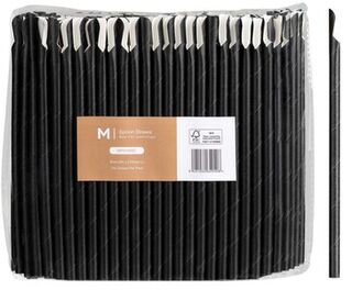 Paper Regular Spoon Straws - Black, 8mm x 210mm, 420gsm, FSC Mix'  - Matthews