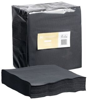 Quilted Dinner Napkins 1/4 Fold - Black, 400mm x 400mm, 2 Ply - Matthews