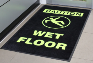 Century Pile Flouro Mat - 1500 x 850mm - Black/Fluoro WET FLOOR - AMS