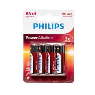 Philips Power Alkaline Battery - Red, AA Pack 4