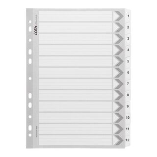 Icon Cardboard Indices with Reinforced Tabs 1-12 White