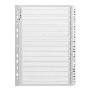 Icon Cardboard Indices with Reinforced Tabs 1-31 White