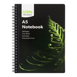 Icon Spiral Notebook A5 PP Cover Black 200 pg
