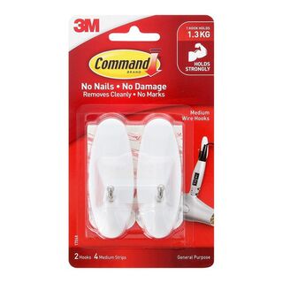 Command Hook 17068 Medium White Wire, Pack of 2