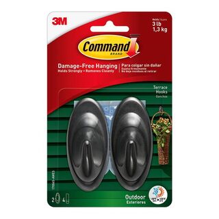 Command Outdoor Terrace Hooks 17086S-AWES Medium Slate, Pack of 2